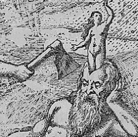 Kopfgeburt: Zeus gebiert Athene nach der Spaltung seines Schädels. Sezzession